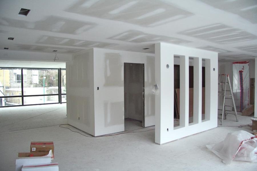 Gypsum board walls and ceiling